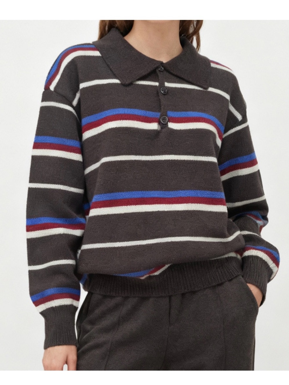 H-ONE Striped Polo Sweater